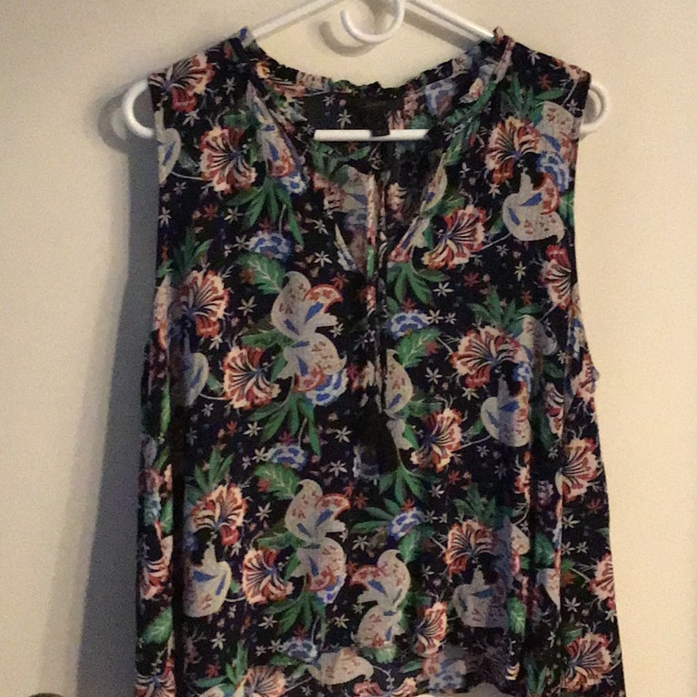 J Crew sleeveless top with fringe tie